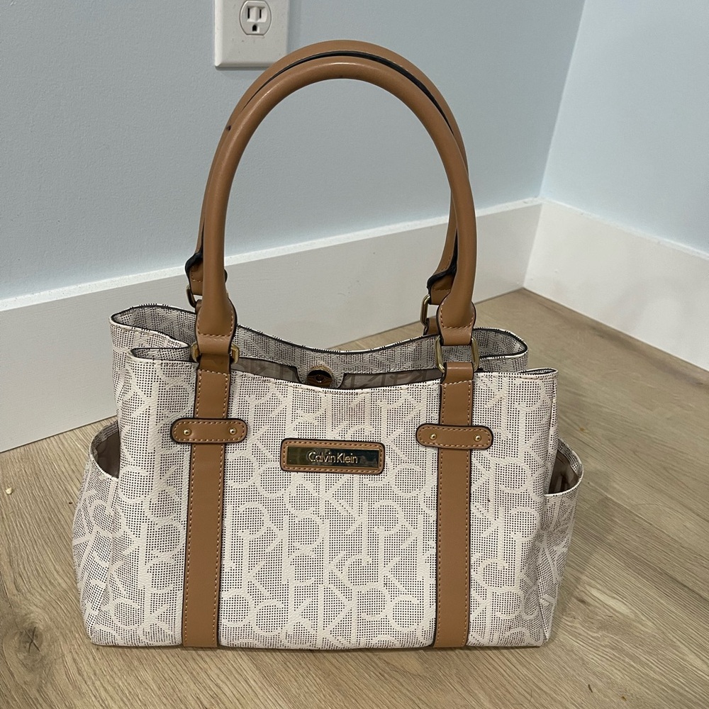 Calvin Klein Beige and Tan Satchel